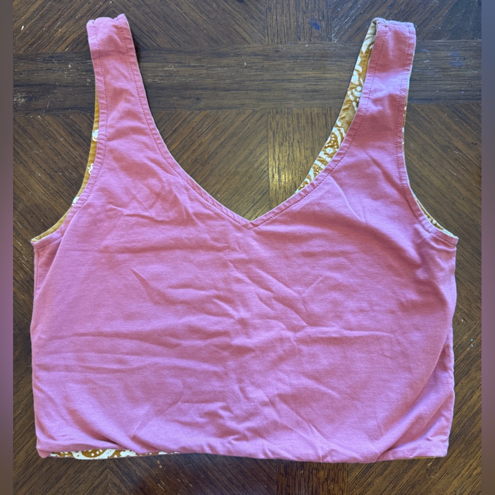 Yellow and Pink Paisley Tank Top - Reversible - Una Pluma